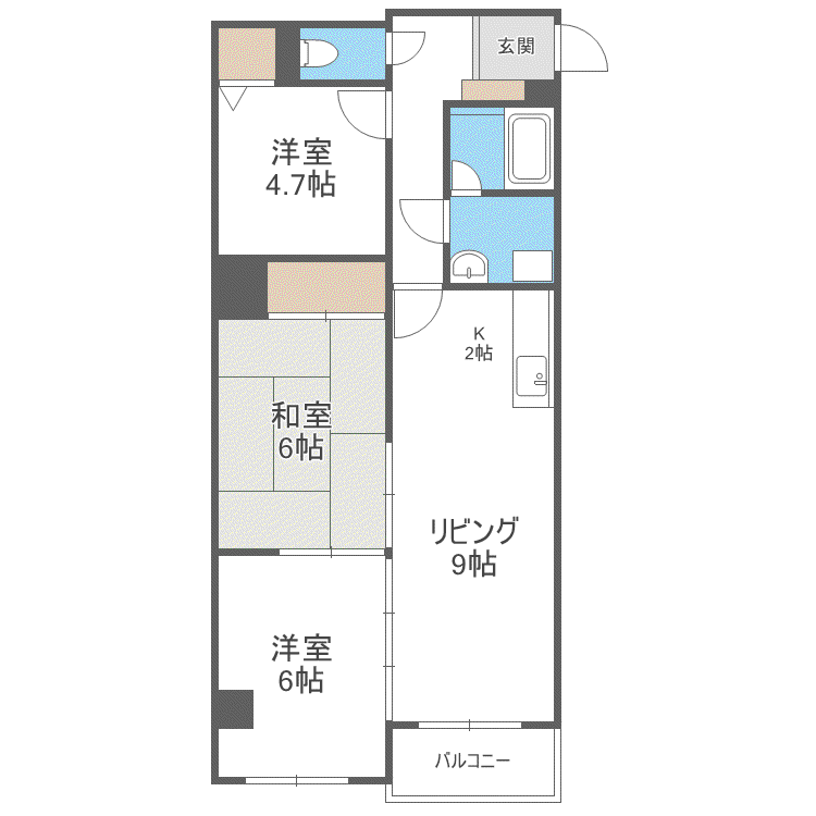 コート琴似(3LDK/3階)の間取り写真