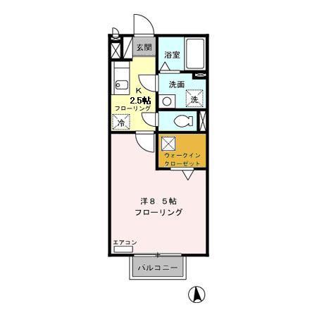 パレスレイト(1K/1階)の間取り写真