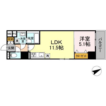 セントラル立川(1LDK/4階)の間取り写真