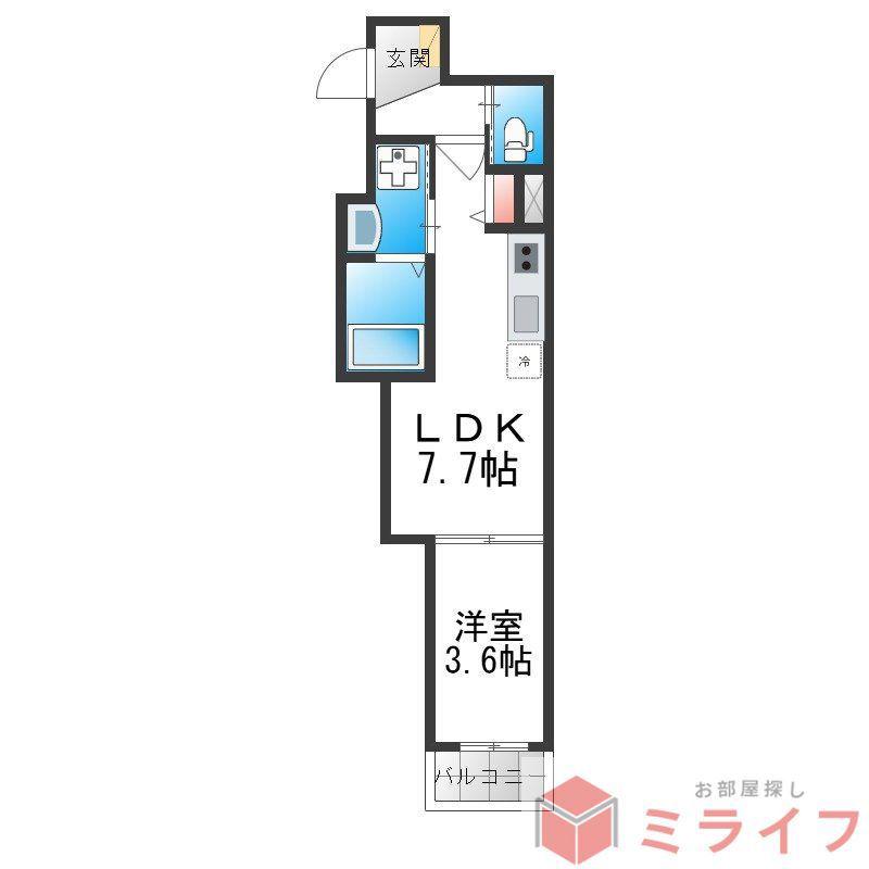 グランツ喜連(1LDK/3階)の間取り写真