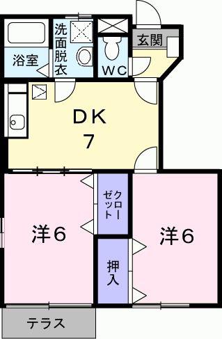 ボニット・アローザルA(2DK/1階)の間取り写真