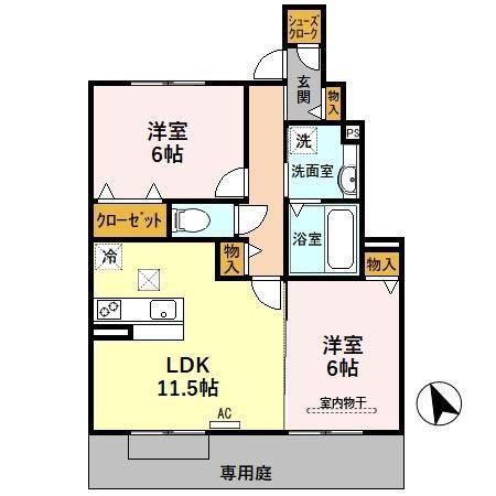 プラムハイム(2LDK/1階)の間取り写真