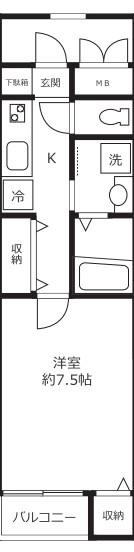 プラド馬橋(ワンルーム/1階)の間取り写真