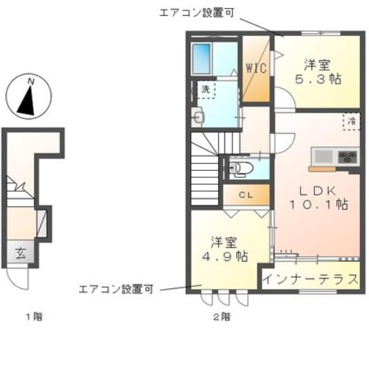エスポワール(2LDK/2階)の間取り写真