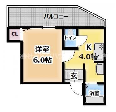 ベルエーキップ(1DK/6階)の間取り写真