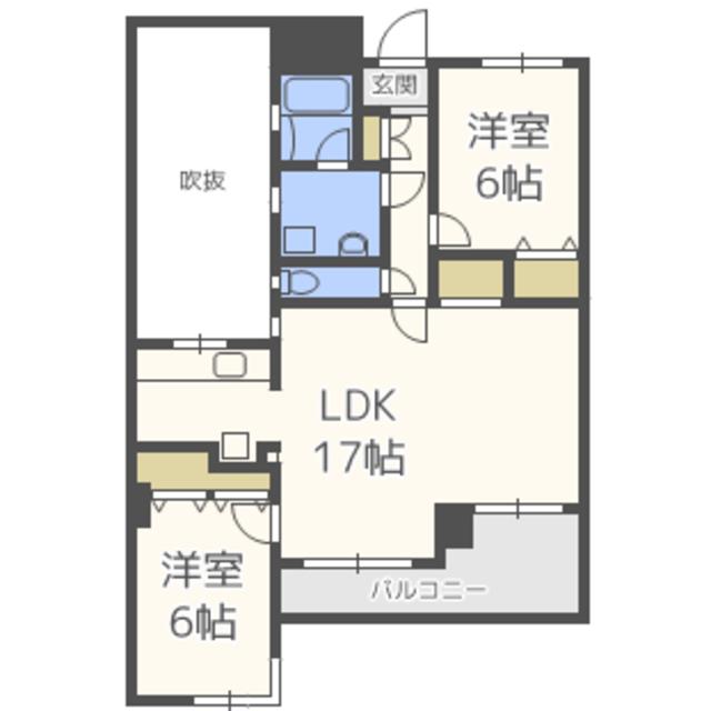 エステートマンション西公園(2LDK/8階)の間取り写真