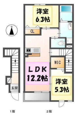 サンハイツ(2LDK/2階)の間取り写真