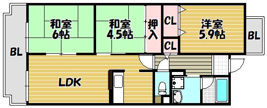 アルデールエスパシオ(3LDK/3階)の間取り写真