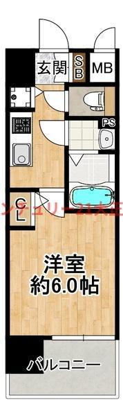 エスリード大阪エヴォルツ(1K/14階)の間取り写真