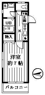 エメラルドマンションII(1K/3階)の間取り写真