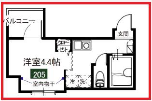 メルディア江北II(1K/2階)の間取り写真