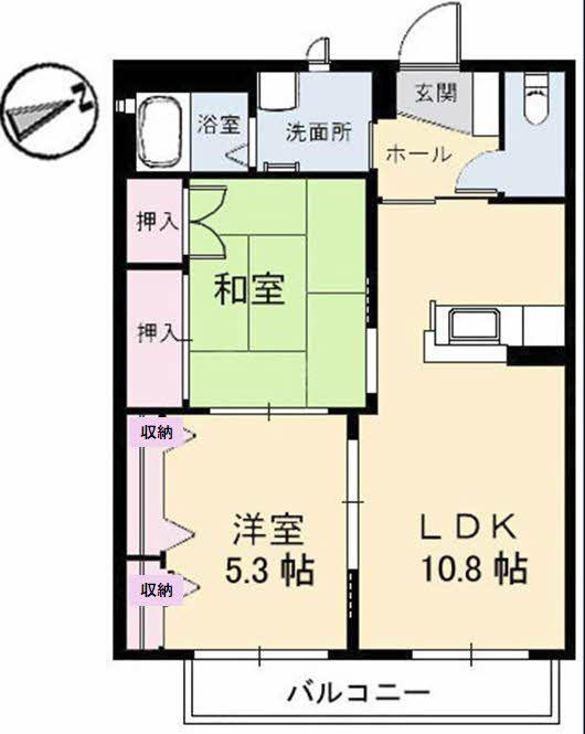 サニーハイツ岩原(2LDK/1階)の間取り写真