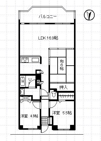 ファミール高屋ヌーベルビュー(3LDK/12階)の間取り写真