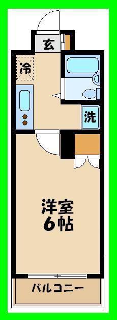 ルーブル千歳船橋(1K/1階)の間取り写真