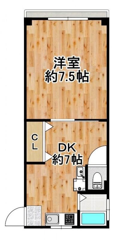 山下マンション(1DK/2階)の間取り写真