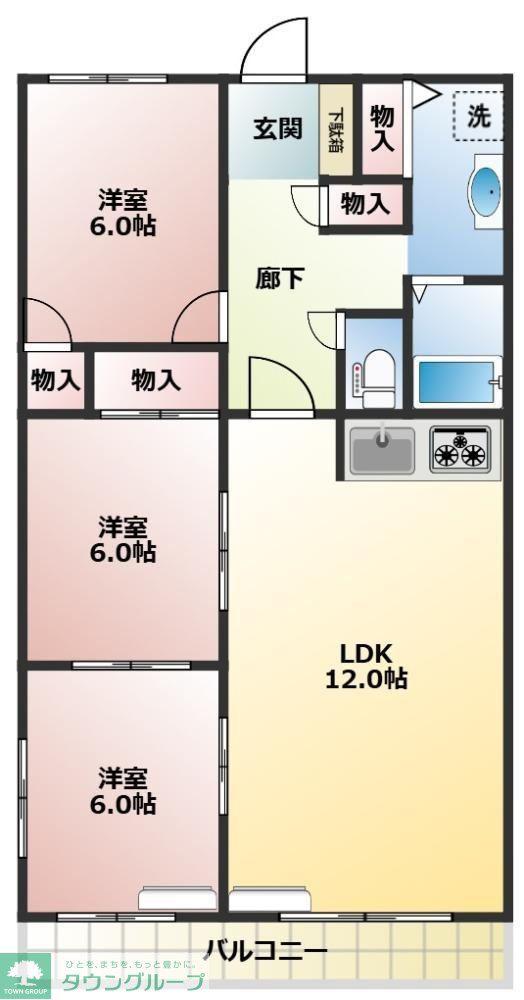 サンパーク・アド1(3LDK/1階)の間取り写真