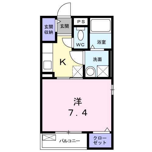 KTYハウス(1K/2階)の間取り写真