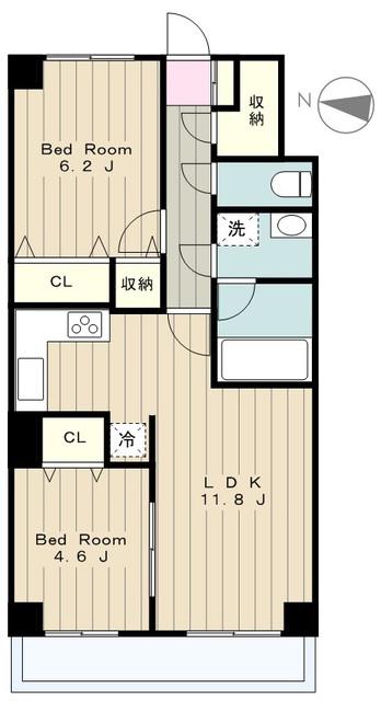 SOLEILソレイユ(2LDK/5階)の間取り写真