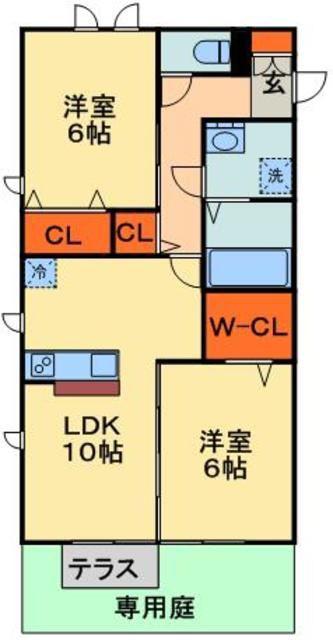 メゾンルーエ(2LDK/1階)の間取り写真