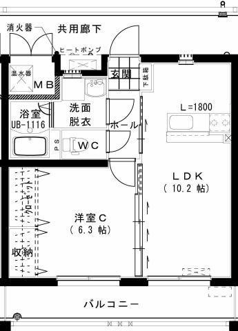 ユーミー江平 B棟(1LDK/1階)の間取り写真