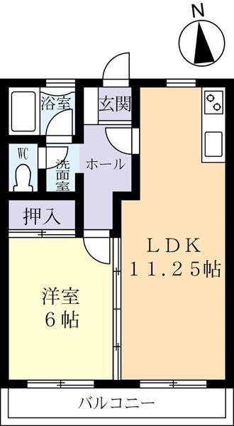セントラルグリーンパーク南台(1LDK/2階)の間取り写真