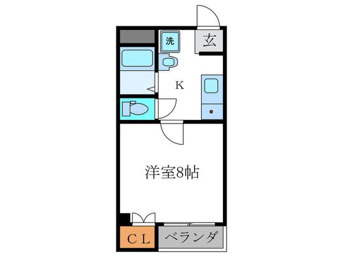 ラクール小野(1K/2階)の間取り写真