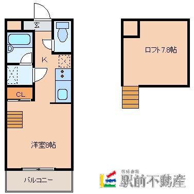 SHANT小郡(ワンルーム/2階)の間取り写真