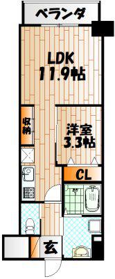 エルザグランツ中津口 (1LDK/6階)の間取り写真