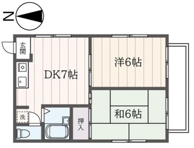 ヴァンテアン(2DK/1階)の間取り写真