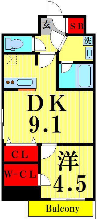S-RESIDENCE瑞江(1SLDK/2階)の間取り写真