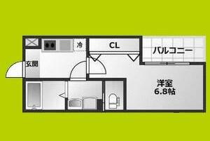 アプローズ新深江(1K/2階)の間取り写真