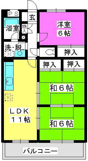 プラムハイツⅠ(3LDK/3階)の間取り写真