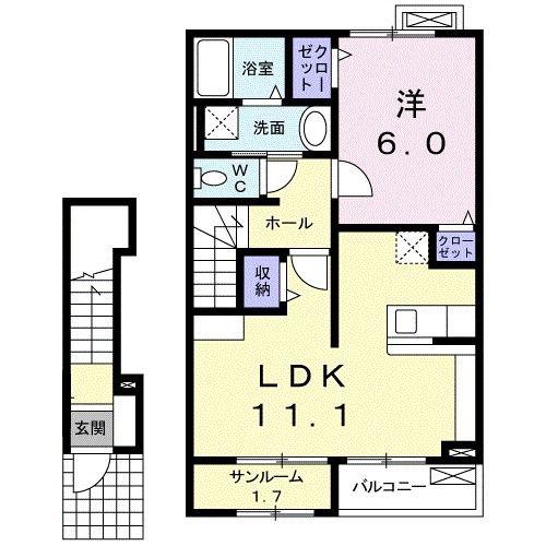モラルズ(1LDK/2階)の間取り写真