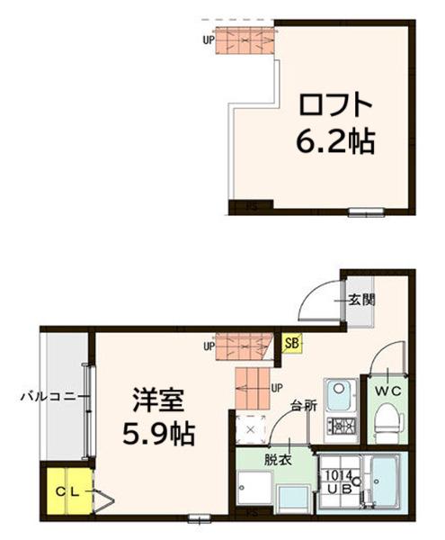 STAGE宮千代(1K/1階)の間取り写真