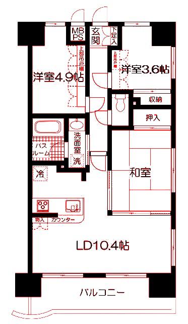 日神パレステージ横浜吉野町II(3LDK/9階)の間取り写真