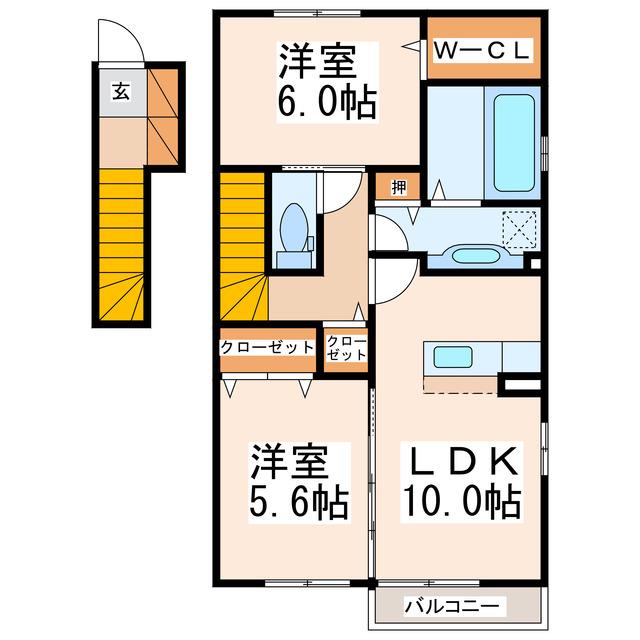 マウンテンクレストクレードル(2LDK/2階)の間取り写真