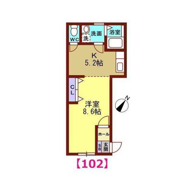 ROKUYO HEIGHTS(1DK/1階)の間取り写真