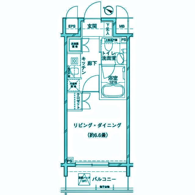 ザ・パームス田園調布(1K/4階)の間取り写真