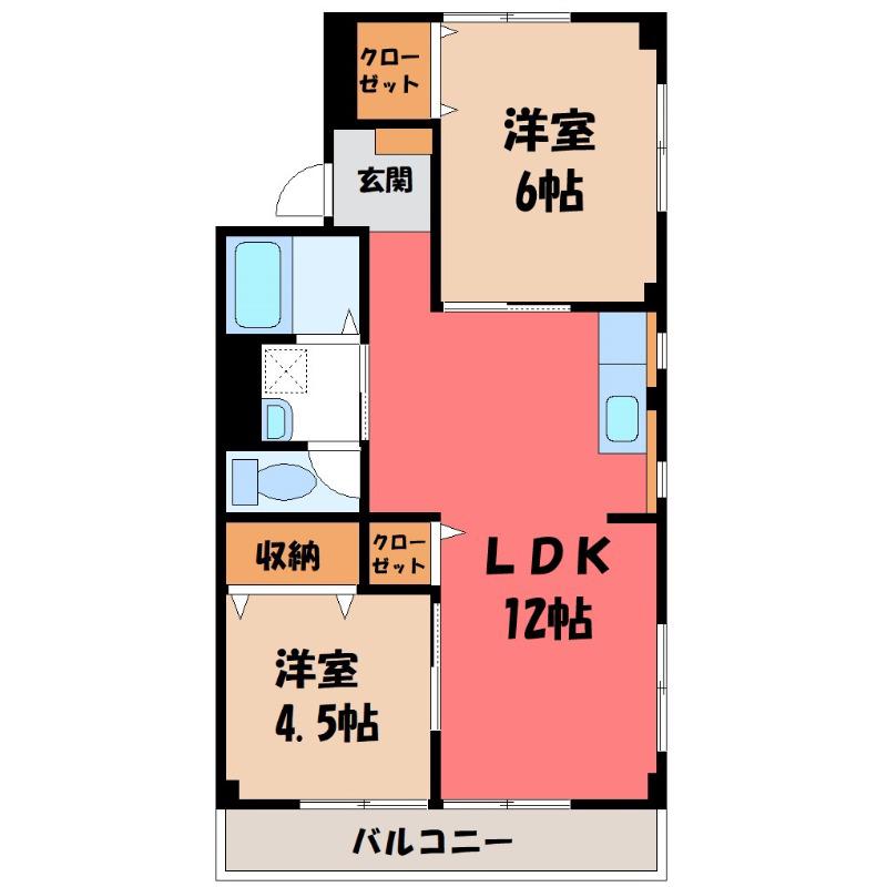 メゾン・ド・TSUBAKI I(2LDK/1階)の間取り写真