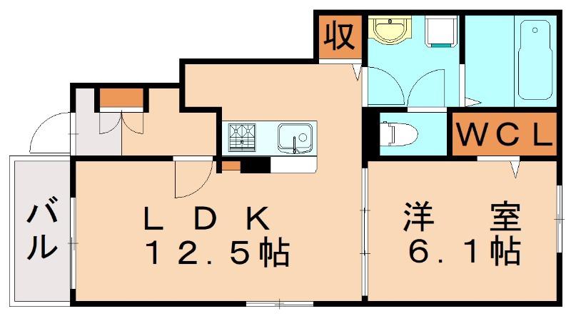 フィールズイーストB(1LDK/1階)の間取り写真
