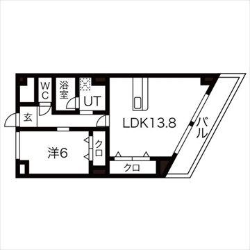 円上ヒルサイド(1LDK/4階)の間取り写真