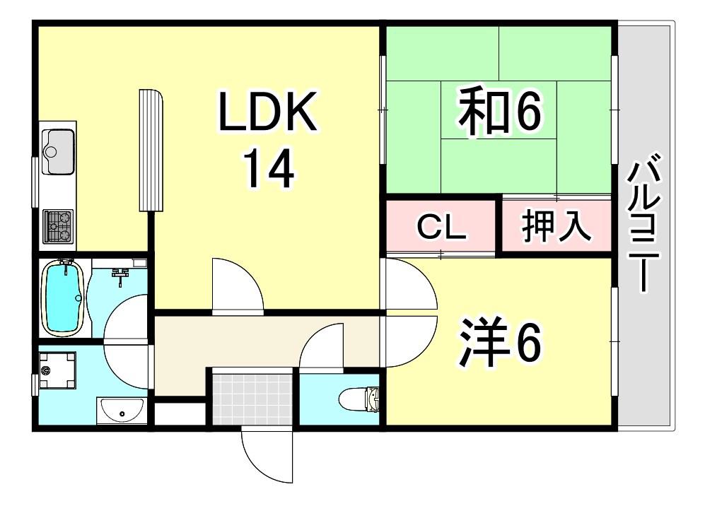 ヴィラコンフォート(2LDK/2階)の間取り写真