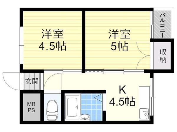 JIRO淡路(1DK/2階)の間取り写真