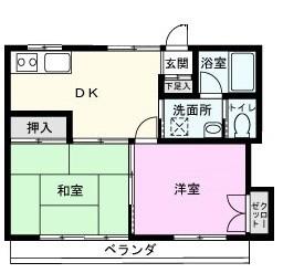コーポビューティースカイ(2DK/2階)の間取り写真