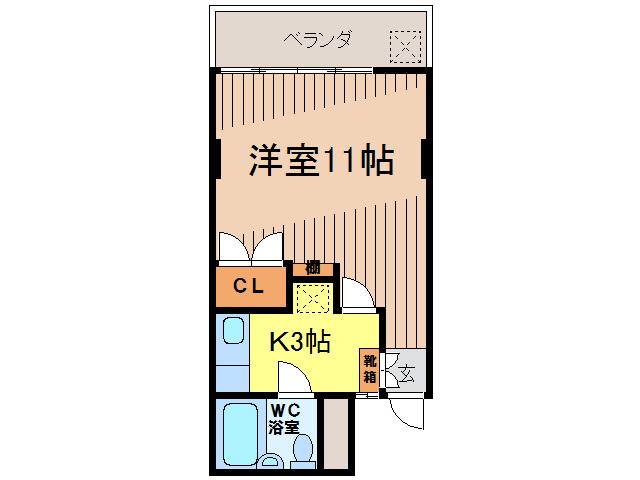 フラット桐(1K/1階)の間取り写真