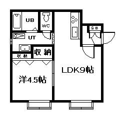 プライムコート(1DK/1階)の間取り写真