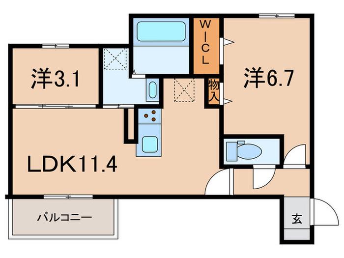 メゾン ド ソルテA棟(2LDK/2階)の間取り写真