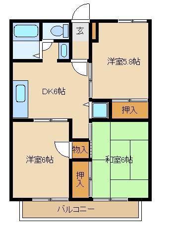 エスポワールB(3DK/1階)の間取り写真