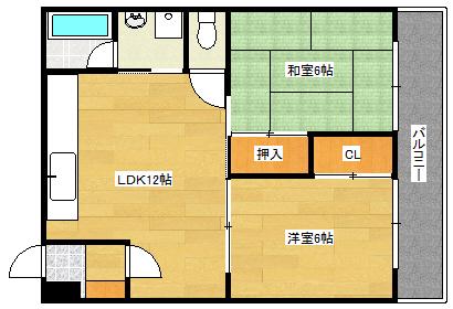 コンフォール久保(2LDK/9階)の間取り写真