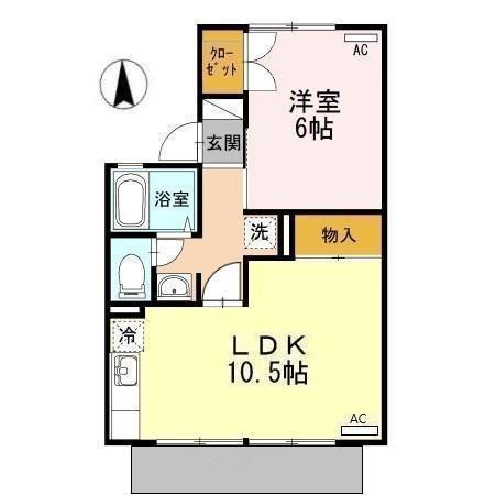 セジュールエーデルワイス B(1LDK/1階)の間取り写真